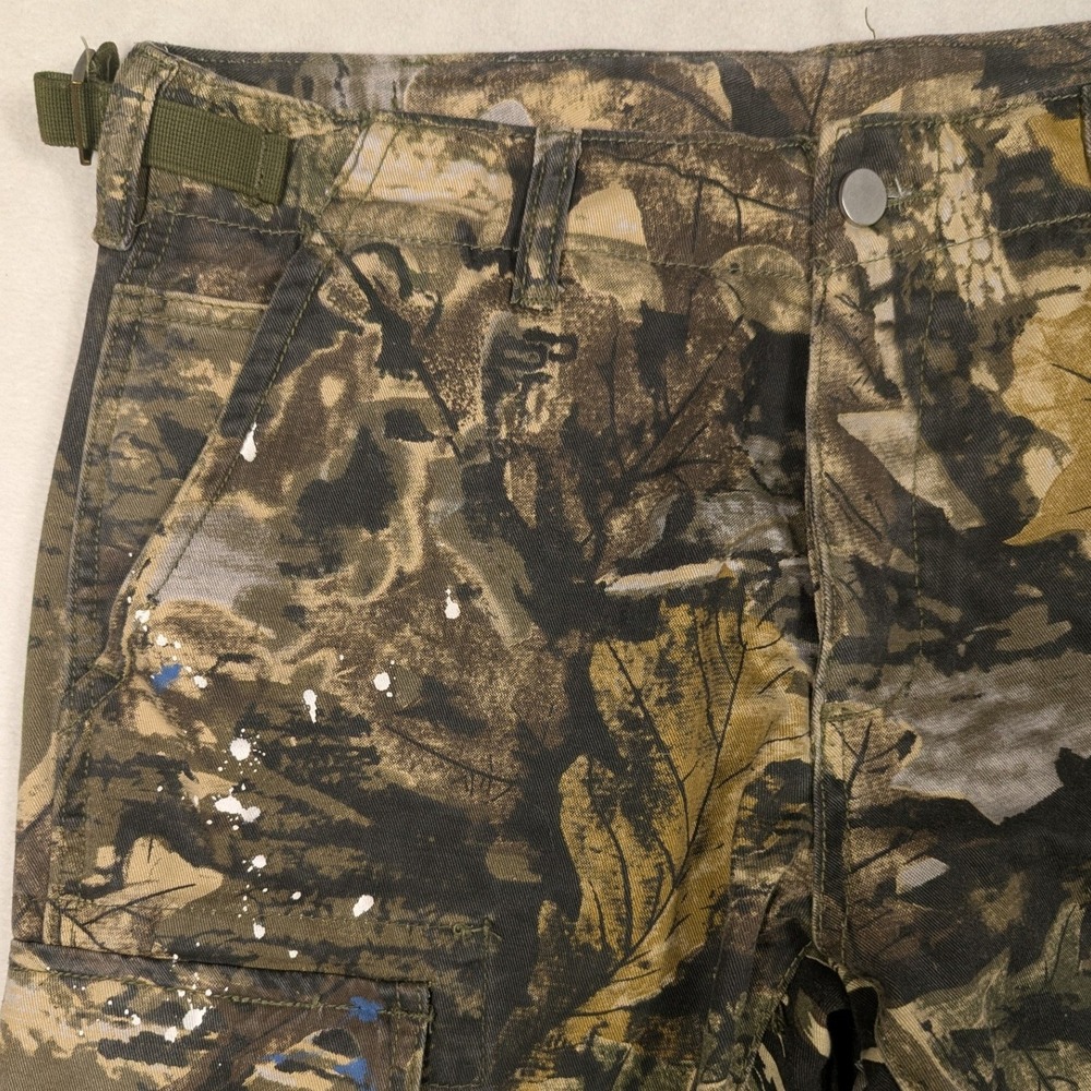 mnml Multi Camo Flare Cargo Pants Mens 30 Paint Splatter Tiger Stripe Tree Camo